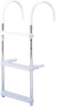 DotLine Boat Aluminum 3 Step Ladder 11" Hooks Center to Center for Gunwales 10" or Less