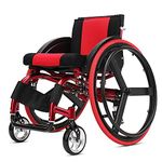 TTWUJIN Elderly Wheelchair Sport Adult Manual Self Propelled Lightweight Foldable Aluminium Advanced Shock Absorption Bump Uncomfortable Be Applicable Children Cerebral Palsy Comfort/Black Red