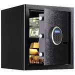 Safe Box Fireproof Waterproof,Personal Home Safe,Fireproof Safe with Digit Keypad,Security Box for Home Office with Double Safety Key Lock and Password for Money and Document (1.4Cuft Black)