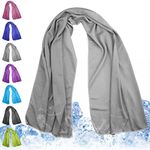 Meiyante Cooling Towel for Neck and Face - 43.3" x 15.7" - Quick-Dry Microfiber - Ideal for Hot Weather, Gym, Fitness, Camping, Yoga - Light-Gray