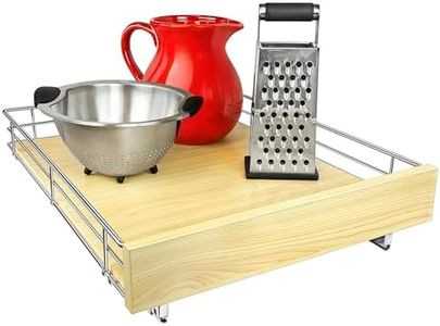 LYNK PROFESSIONAL® SELECTâ„¢ Pull Out Cabinet Organizer- Slide Out Drawers for Kitchen Cabinets - Sliding Pantry Shelves - Roll Out Shelf for Pots, Pans 17" x 21" Wood-Chrome
