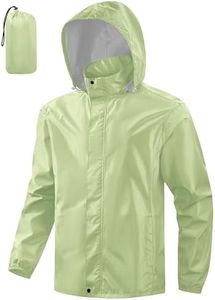 Aurhyde Men's Packable Rain Jacket Waterproof Windbreaker Lightweight Raincoat with Hood Golf Rain Gear for Hiking Travel (Khaki, M)