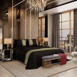 Stoa Paris Satin Bedsheet for Double Bed (228 Cm x 254 cm) with 2 Pillow Covers,300 Tc Premium Bedding Set, Aesthetic Bedsheets, Wedding Gift for Couples, Versailles - Dark Dynasty - Black