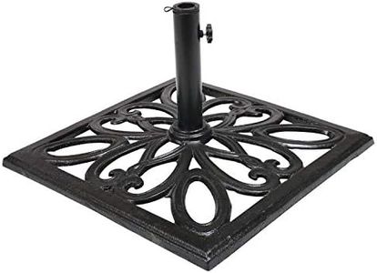 Sunnydaze 22-Inch Square Cast Iron Umbrella Base with Imperial Geometric Design - Black Finish