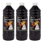 Bird Brand Clear Lamp Oil for Indoor & Outdoor Use, Smokeless Fuel, 3 x 1 Litre