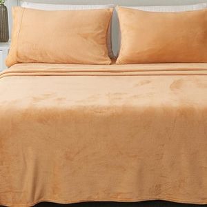 Great Bay Home Extra Soft Velvet Plush Twin Micro Fleece Sheet Set | Deluxe Microplush Non Pilling Sheets, Deep Pocket | Lavish Sherpa Velvet Luxe Collection (Twin, Nude)