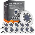 INCX Solar Ground Lights, 12 Packs 8 LED Solar Garden Lamp Waterproof In-Ground Outdoor Landscape Lighting for Patio Pathway Lawn Yard Deck Driveway Walkway White