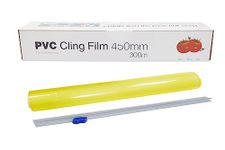 18" Jumbo Cling Film with Cutter Box 450mm x 300M | Strong and Reliable for Wrapping Sealing Preserving Food | Extra-Wide Plastic Food wrap for Catering and Commercial Use