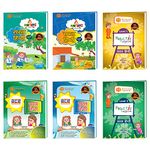 Beginners Hindi 6 Books 304 Pages All in One 4-7 Yr Kids Complete Home Schooling Kit: Level 1 & 2 Textbooks Worksheets & Copy Writing Practice Alphabets Rhymes Stories Simple Dialogues Picture Reading