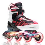 ECOO Adjustable Inline Skates Boys and Girls with Light up Wheels，Roller Blades for Kids Ages 4-12, Women Rollerblades for Beginner Outdoor and Indoor…