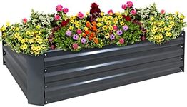 Sunnydaze 4x3x1 ft Rectangular Galvanized Steel Raised Garden Bed Kit - Raised Metal Garden Bed for Plants, Vegetables, and Flowers - Dark Gray