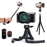 Fotopro Flexible Selfie Stick Tripod for Smartphone, Mini Tripod with Extendable Selfie Stick Phone Mount Wireless Remote Octopus Handheld Tripod for Camera Actioncam Vlogging(RM Series)