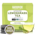 HANDPICK, Lemongrass Tea Bags (100 Count) Non-GMO, Caffeine Free - Premium Quality Lemongrass Herbal Tea- Eco-conscious Round Tea Bags | Brew Hot or Iced Tea