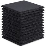 13 Pieces Slate Drink Coasters, GOH DODD 4 Inch Black Stone Coasters Bulk Cup Coaster Set with Anti-Scratch Bottom for Bar Kitchen Home Apartment, Square