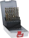Bosch Professional 2608587014 19-Piece HSS-Cobalt ProBox Metal Drill Bit Set (for Stainless Steel, Accessories for Drill Drivers), Gold, 1mm-10mm