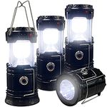 Collapsible Portable LED Camping Lantern XTAUTO Lightweight Waterproof Solar USB Rechargeable LED Flashlight Survival Kits for Indoor Outdoor Home Emergency Light Power Outages Hiking Hurricane 4-Pack