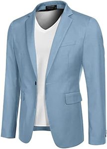 COOFANDY Mens Slim Fit Blazer One Button Dress Blazers Casual Business Jackets (Clear Blue XXXL)