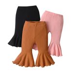 Infant Baby Girl Bell-Bottoms Long Pant Little Girls Black Brown Pink 3 Pack 9-12 Months