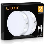 WILLED Dimmable Touch Light Buit-in 1000mAh Large Battery Rechargeable LED Tap Lights | Magnet Stick on Closet Light | Portable LED Puck Night Lights for Cabinet Wardrobe Counter Kitchen Bedroom