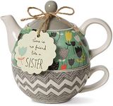 Pavilion Gift Company 74069 Bloom Sister Ceramic Tea for One, 15 oz, Multicolor