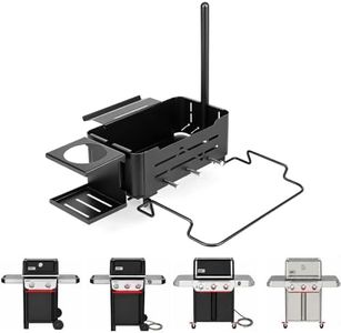 Utheer Grill Organizer Kit Compatible with Weber Works System, Rail-Mounted Grill Caddy Basket with Paper Towel Holder, Trash Bag Holder, Cup Holder & 4 Hooks for Slate, Spirit, Genesis, Performer