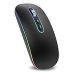 Rechargeable Wireless Mouse, 2.4G & Bluetooth Mouse for Laptop Slim Silent Mice Ergonomic Cordless Design with USB & 1600 DPI Compatible with Macbook iPad PC Computer Notebook Laptop