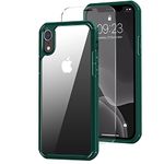 Amizee Compatible with iPhone XR Case [Military Grade Protection] with Screen Protector Crystal Clear Back Slim Phone Case for iPhone XR - Green