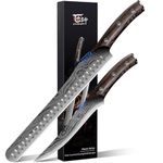 SYOKAMI BBQ Carving Knives Set, Brisket Slicing Knife and Boning Knife for Meat Cutting, Razor Sharp Japanese Style High Carbon Steel Kitchen Knives, Wood Ergonomic Full Tang Handle, Ideal for Gift