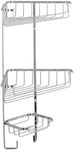 Croydex Three Tier Corner Shower Caddy - Durable Steel Bathroom Shelves with Chrome Finish for Modern Bathrooms, 3-Tier Shower Corner Shelves with Hooks, Easy Installation, 5kg Load Capacity