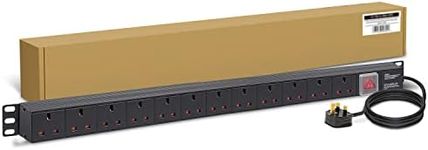 Dynamode 12 Way Vertical 13a Switched Power Distribution Unit (PDU) For Server Cabinets Made Of Aluminum Alloy With UK Plug input Vertical Rackmount, 1.8M Cable for Home and Office