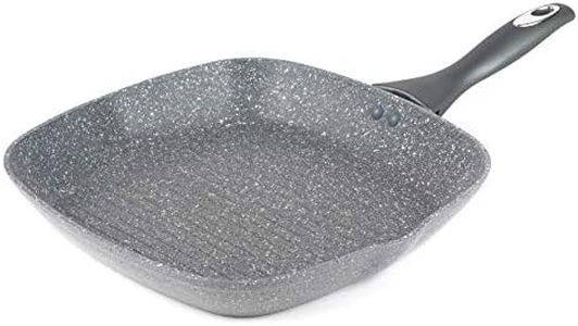 Salter BW02773G Marblestone Griddle Pan - 38cm Non-Stick Square Grill Pan, Induction Hob Compatible Frying Pan, Forged Aluminium, Cook Steaks, Fish, Vegetables With Little To No Oil, Soft-Touch Handle