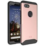 TUDIA DualShield Designed for Pixel 3a Case (2019), [Merge] Shockproof Dual Layer Slim Hard PC Soft TPU Military Grade Bumper Heavy Duty Tough Protective Case Cover - Rose Gold