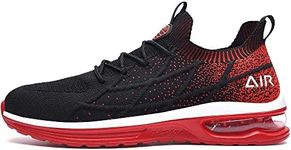 AiEles Mens Air Running Shoes Athletic Tennis Sneakers US 7.5-US 13…, Blackred, 9