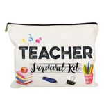 Teacher Appreciation Gifts Teacher GiftsTeacher survival kit Best Teacher Ever Teacher Supplies for Classroom Makeup Bag Pencil Pouch for Nursery Preschool High School for Women (Teacher survival kit)