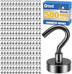 Grtard 500Pack Black Magnetic Hooks Heavy Duty, 25LBS Neodymium Magnet Hooks for Cruise, Strong Magnetic Hooks for Hanging, Magnets with Hooks for Home, Kitchen, Workplace, Office