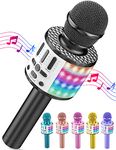 Wireless Microphone with Lights, Karaoke Bluetooth Microphone for Kids Adults, Portable Toy Karaoke Mic Speaker Machine, Home KTV Player Support Phone/Pad/TV for Party Singing, Boys Girls Best Gifts