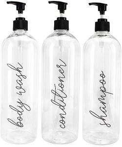 Cornucopia Brands Shower Pump Bottles (Set of 3); 32oz Pump Dispensers for Shampoo, Conditioner, and Body Wash