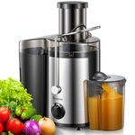 Reemix Juicer Machine, Big Mouth Large 3” Feed Chute for Whole Fruits and Vegetables, Easy to Clean, Centrifugal Extractor, BPA Free, 500W Motor (Black, 500, Watts)