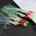 OriGlam 6pcs Luminous Fishing Rigs Fishing, Fishing Lures Bait Rigs, Real Fish Skin Sea Rigs, Glow Fishing Beads High Carbon Hooks for Freshwater/Saltwater