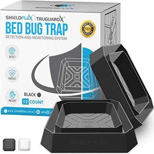 Bed Bug Trap — 12 Pack | TruGuard X Bed Bug Interceptors (Black) | Eco Friendly Bed Bug Traps for Bed Legs | Reliable Insect Detector, Interceptor, and Monitor for Pest Control and Treatment