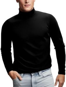 Turtleneck for Men Long Sleeve Thermal(Black,M)