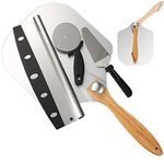 Aluminum Pizza Peel 12 x 14 with Rocker Cutter & Pizza Server, Foldable Metal Pizza Spatula Paddle Accessories Kit for Homemade Pizza Oven Baking & Pizza Lovers