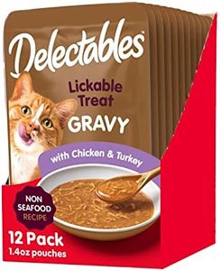 Hartz Delectables Gravy Non-Seafood Lickable Wet Cat Treat & Food Topper, Chicken & Turkey, 12 Pack, 1.40 Ounce (Pack of 12)