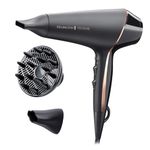 Remington PROluxe Midnight Hair Dryer (OPTIheat Technology for Long-Lasting Results, Ionic Conditioning for Frizz Free Hair, Diffuser, 2 Concentrators, Powerful, Professional, 2400W, Black) AC9140B