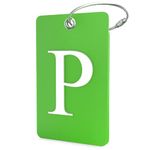 Luggage Tag Initial - Fully Bendable Tag w/Stainless Steel Loop (Letter P)