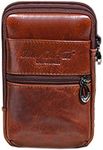 Leather Phone Belt Holster Waist Case Bag for Men Travel Outdoor Camping Cell Phone Loop Pouch Pack Purse Wallet Holder Coffee