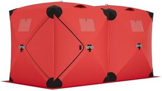 GarveeLife Ice Fishing Insulated Tent, Large Pop-Up Portable Hub-Style Ice Fishing Shelter, 6-7 Person Shelter 68 Square Feet of Fishable Area