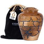 STONLIF Wooden Urns for Human Ashes Adult Male Female - Cremation Urn Large Small Keepsake Urns for Human Ashes - Decorative Funeral, Burial Urns for Mom, Dad, Men, Infant, Child - Blue, Large