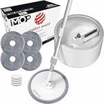 VENETIO iMOP Microfiber Spin Mop and Bucket Set Floor Cleaning System with 5 Round Reusable Washable Pads, Hands-Free Self Wash Wet & Dry Mop for Wood, Hardwood, Laminate, Tile, Ideal for Pet Owners