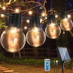 LITOHOM Solar Festoon Lights Outdoor, 9M/29.5FT G50 20 Bulbs Solar String Lights Outdoor Garden, Remote Control, 8 Modes 4 Brightness, Outdoor Solar Lights IP65 Waterproof for Garden Patio Decoration